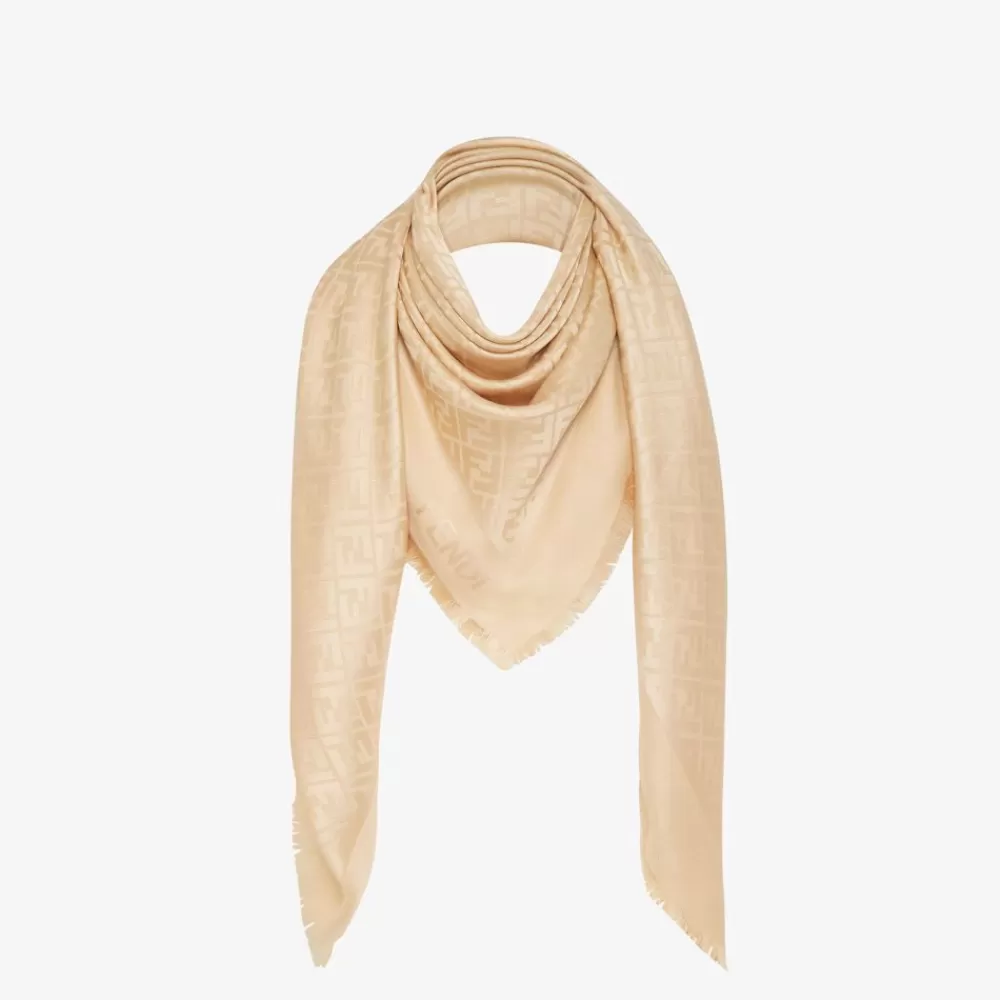 Sciarpe E Poncho>Fendi Scialle In Seta Organica E Lana Beige