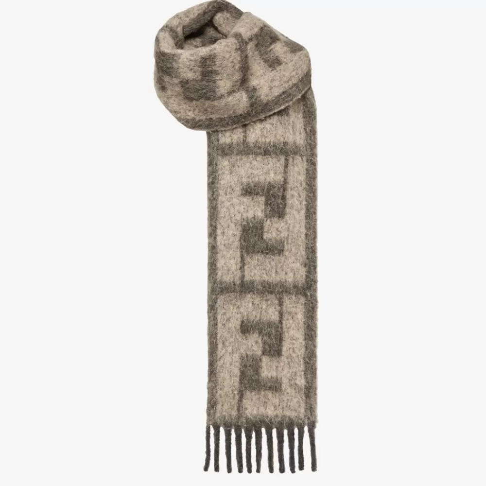 Sciarpe>Fendi Sciarpa In Alpaca E Lana Beige