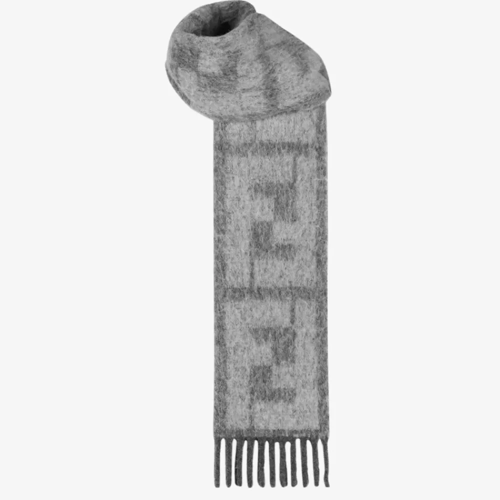 Sciarpe>Fendi Sciarpa In Alpaca E Lana Grigia