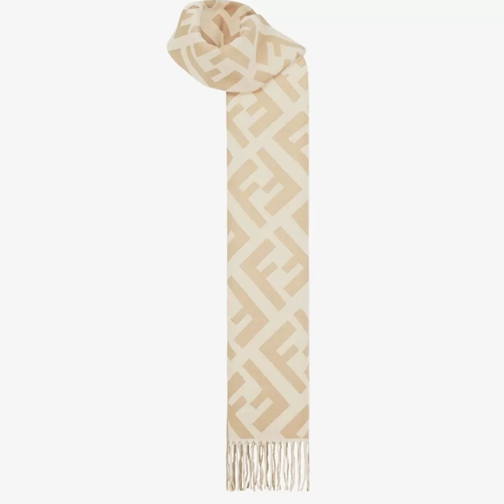 Sciarpe E Poncho>Fendi Sciarpa In Cashmere Beige