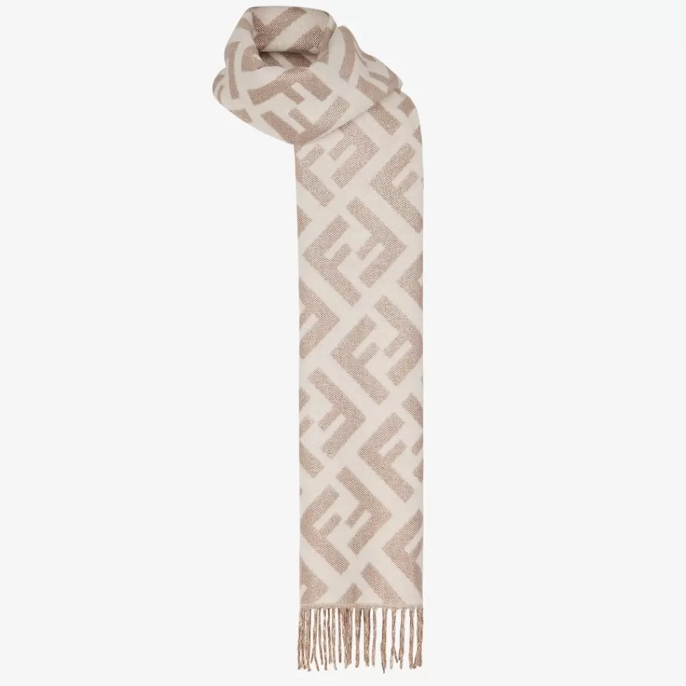 Sciarpe E Poncho>Fendi Sciarpa In Cashmere Bianco