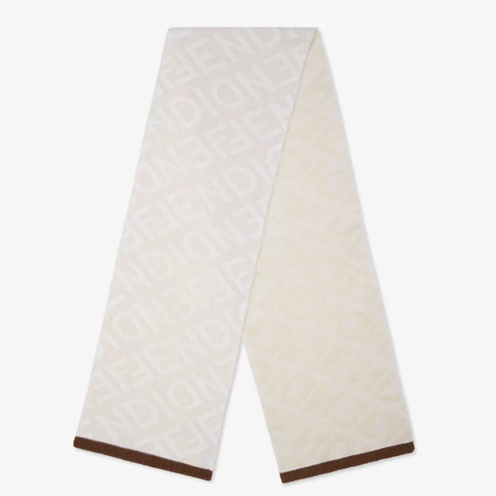 Sciarpe E Poncho>Fendi Sciarpa In Cashmere E Mohair Crema