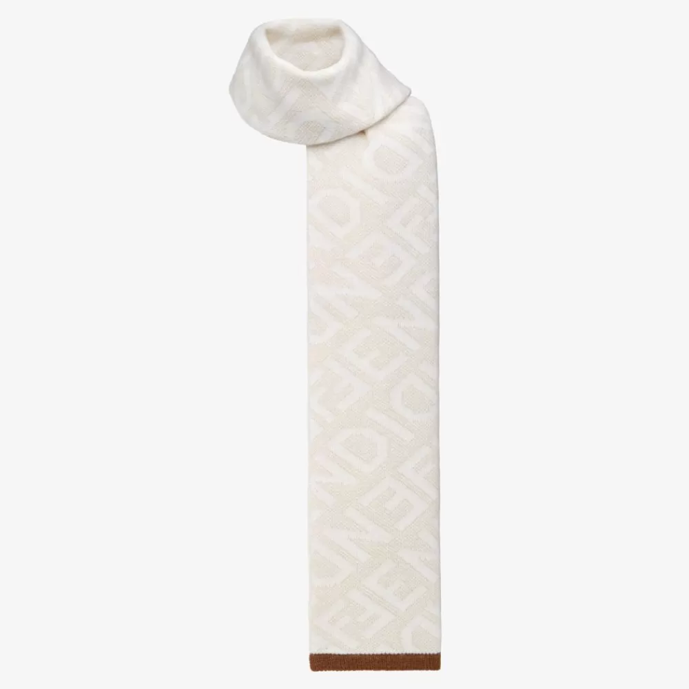 Sciarpe E Poncho>Fendi Sciarpa In Cashmere E Mohair Crema