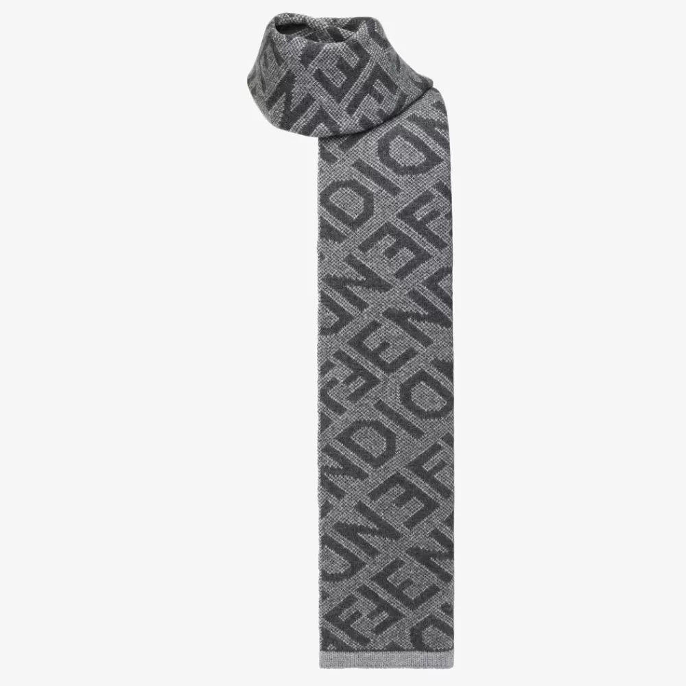 Sciarpe E Poncho>Fendi Sciarpa In Cashmere E Mohair Grigio Scuro