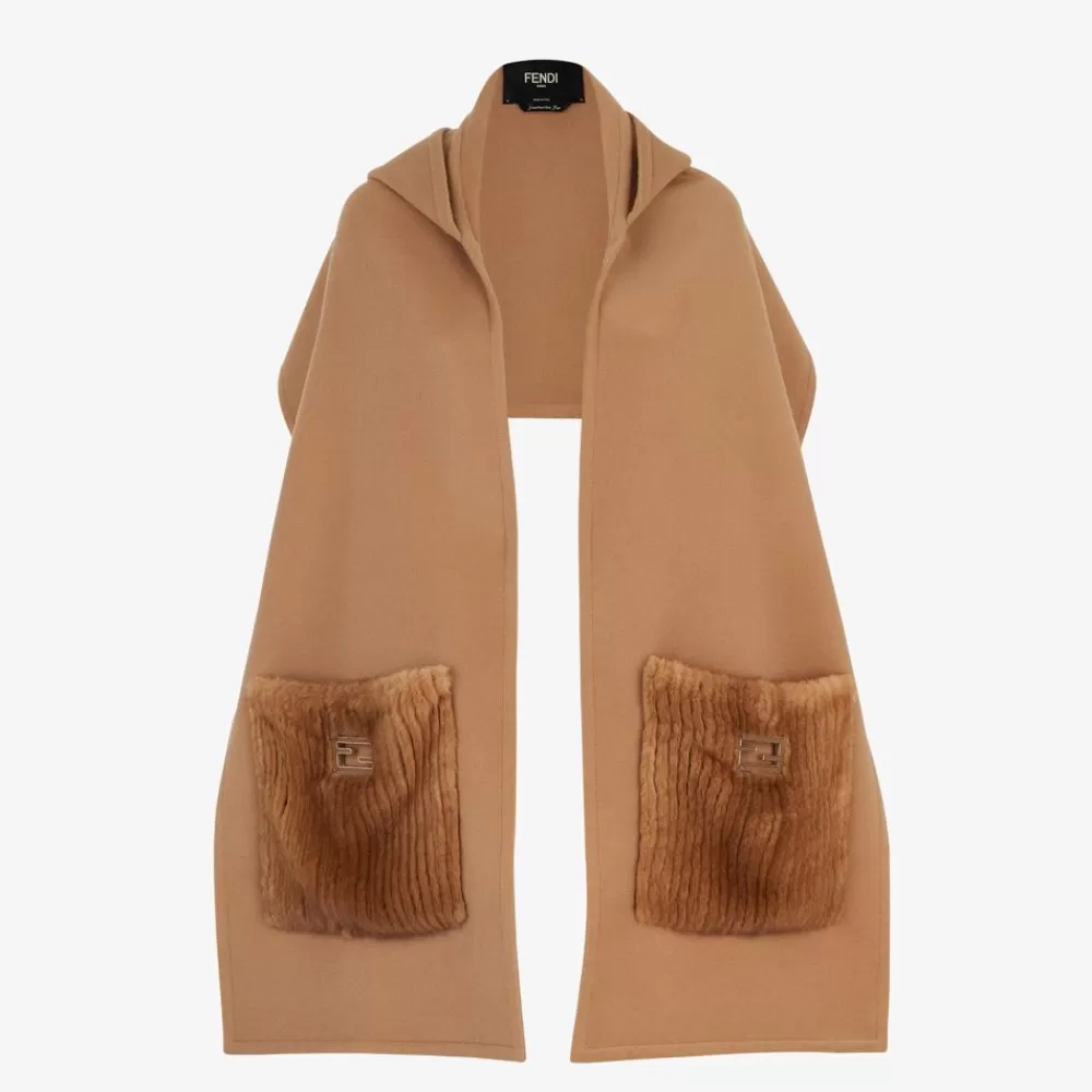 Sciarpe E Poncho>Fendi Sciarpa In Cashmere E Visone Marrone