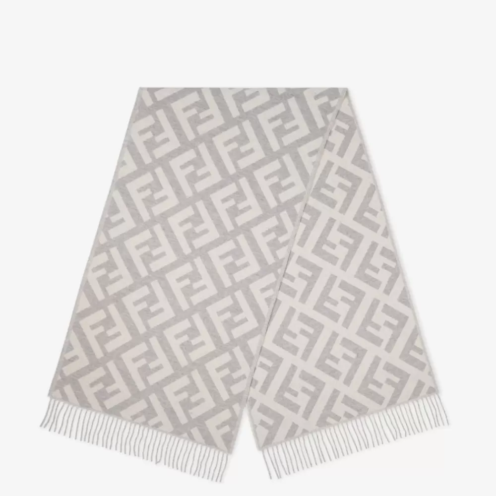 Sciarpe E Poncho>Fendi Sciarpa In Cashmere Grigio Chiaro