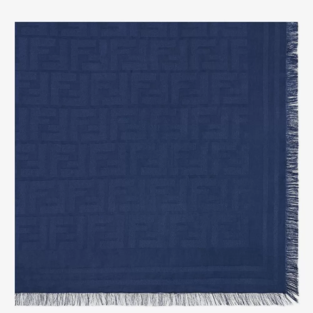Sciarpe>Fendi Sciarpa In Cotone Blu
