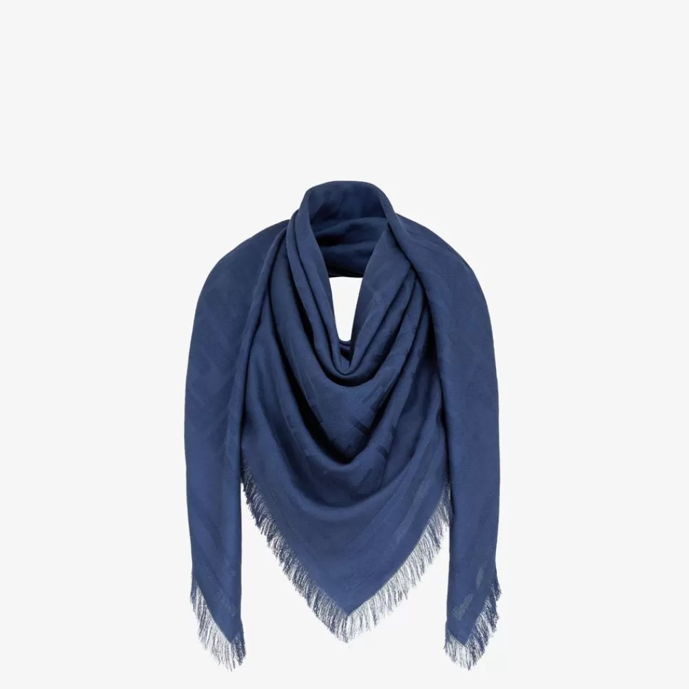 Sciarpe>Fendi Sciarpa In Cotone Blu