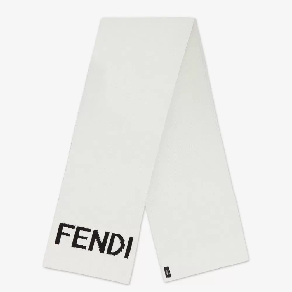 Sciarpe>Fendi Sciarpa In Lana Bianca