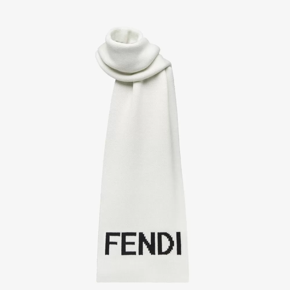 Sciarpe>Fendi Sciarpa In Lana Bianca