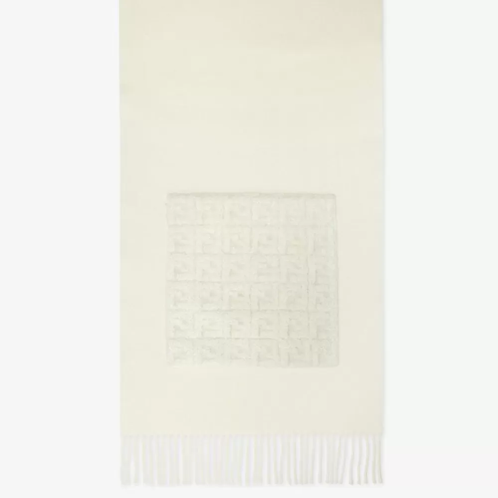 Sciarpe E Poncho>Fendi Sciarpa In Lana E Cashmere Avorio