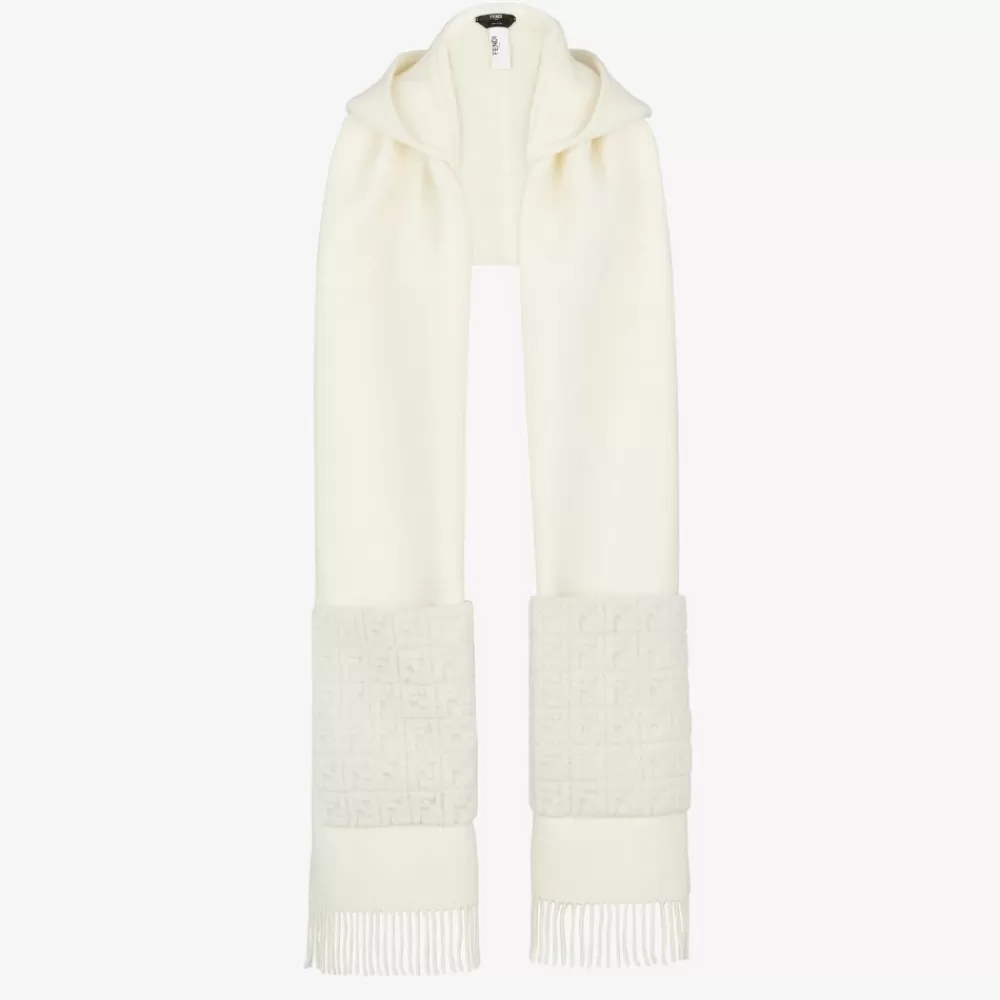 Sciarpe E Poncho>Fendi Sciarpa In Lana E Cashmere Avorio