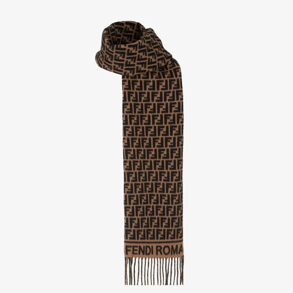 Sciarpe E Poncho>Fendi Sciarpa In Lana E Cashmere Marrone