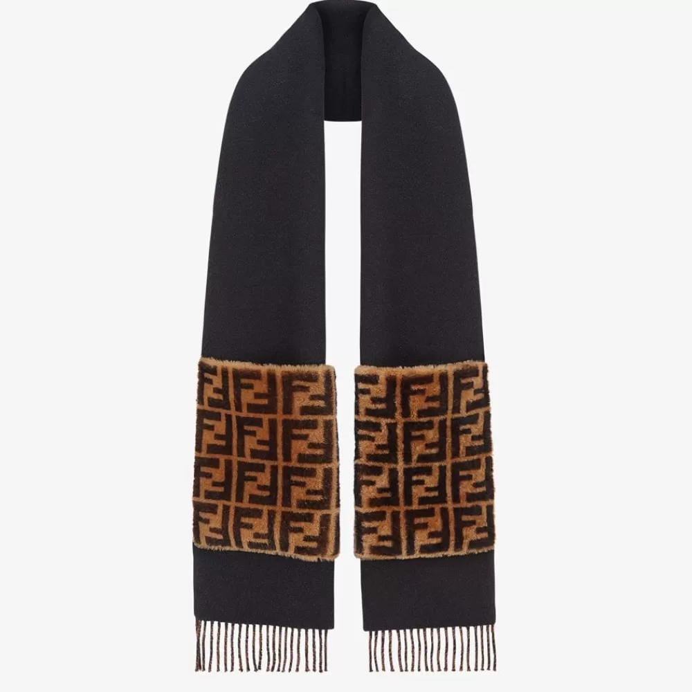 Sciarpe E Poncho>Fendi Sciarpa In Lana E Cashmere Nera