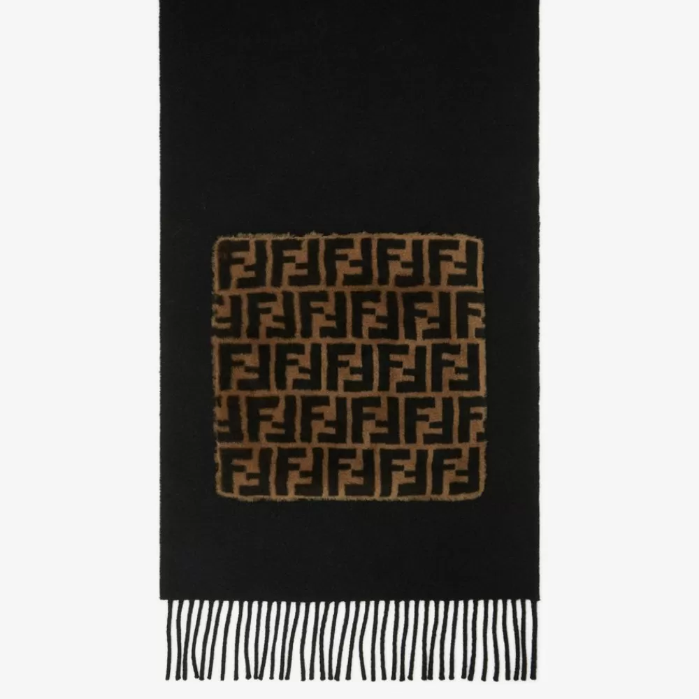 Sciarpe E Poncho>Fendi Sciarpa In Lana E Cashmere Nero