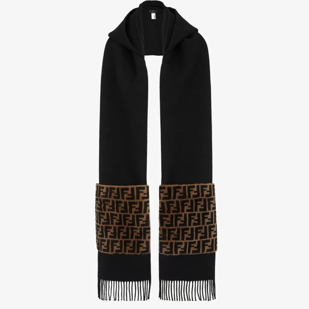 Sciarpe E Poncho>Fendi Sciarpa In Lana E Cashmere Nero