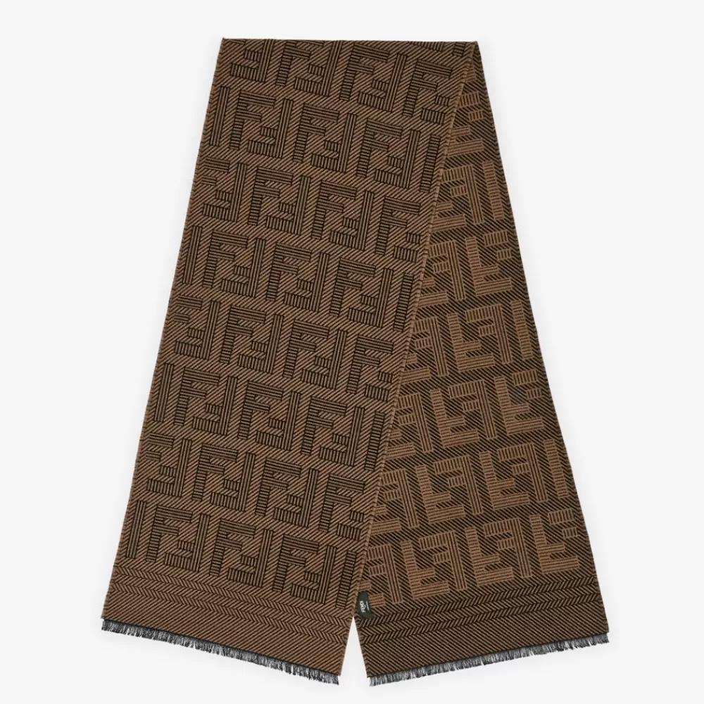 Sciarpe>Fendi Sciarpa In Lana E Seta Marrone