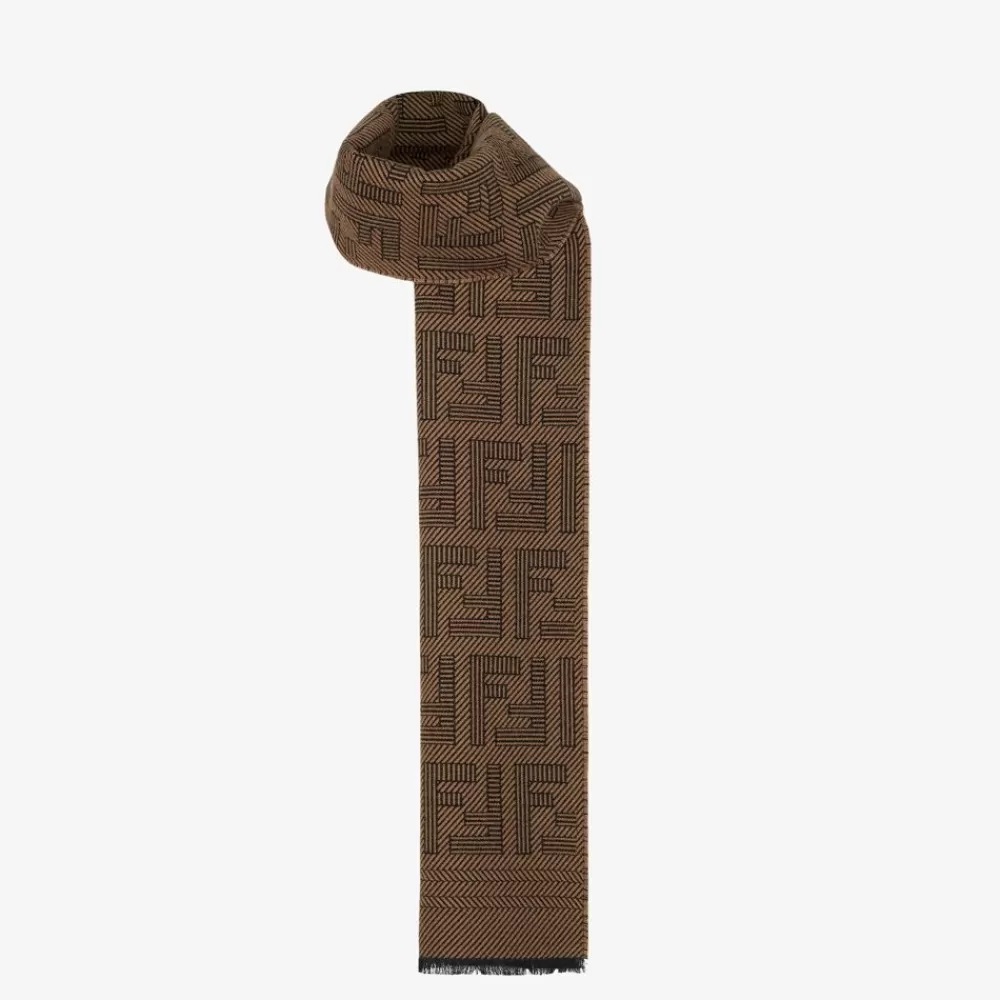 Sciarpe>Fendi Sciarpa In Lana E Seta Marrone