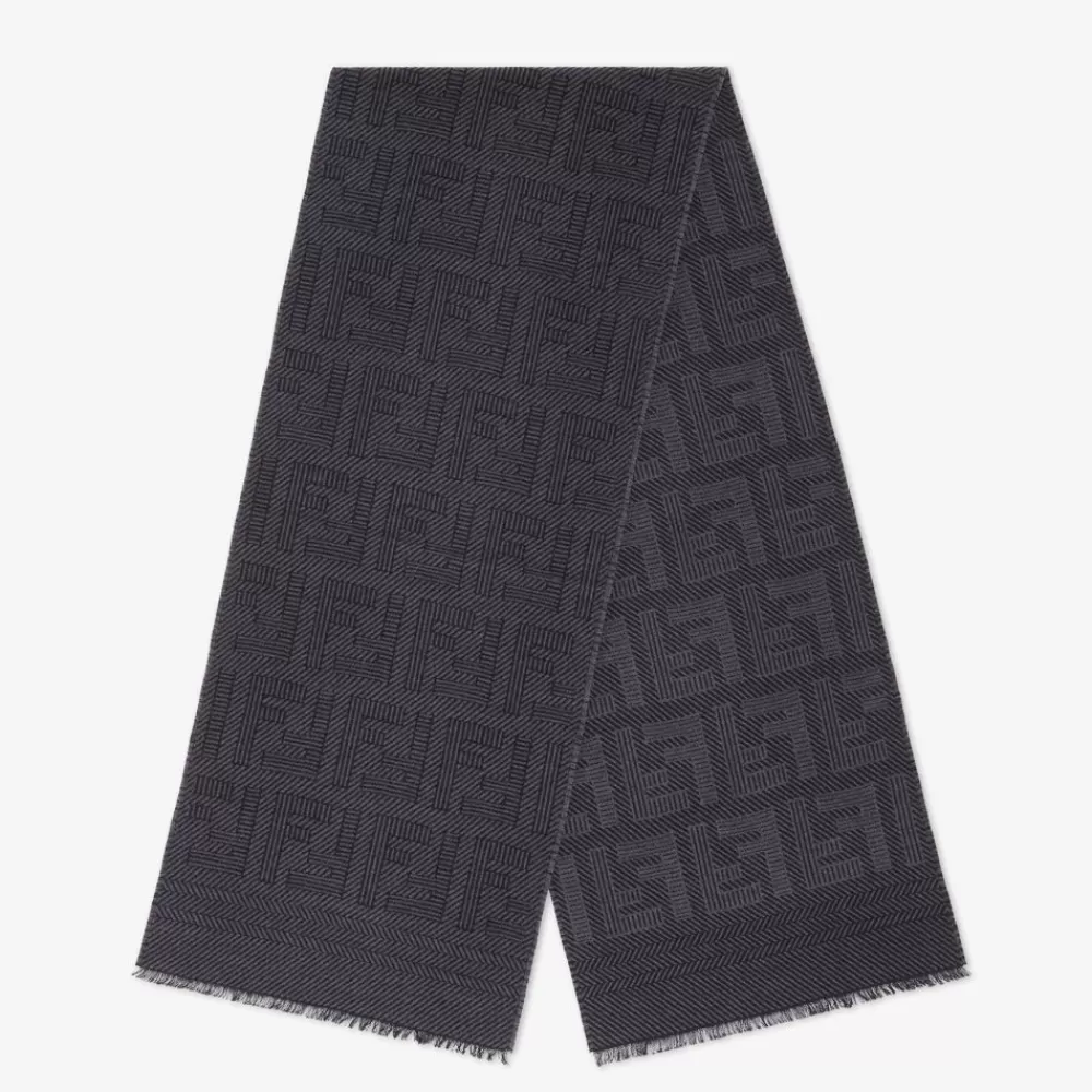 Sciarpe>Fendi Sciarpa In Lana E Seta Nera