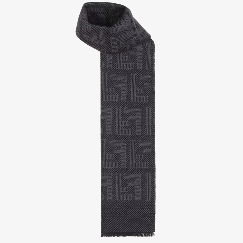 Sciarpe>Fendi Sciarpa In Lana E Seta Nera