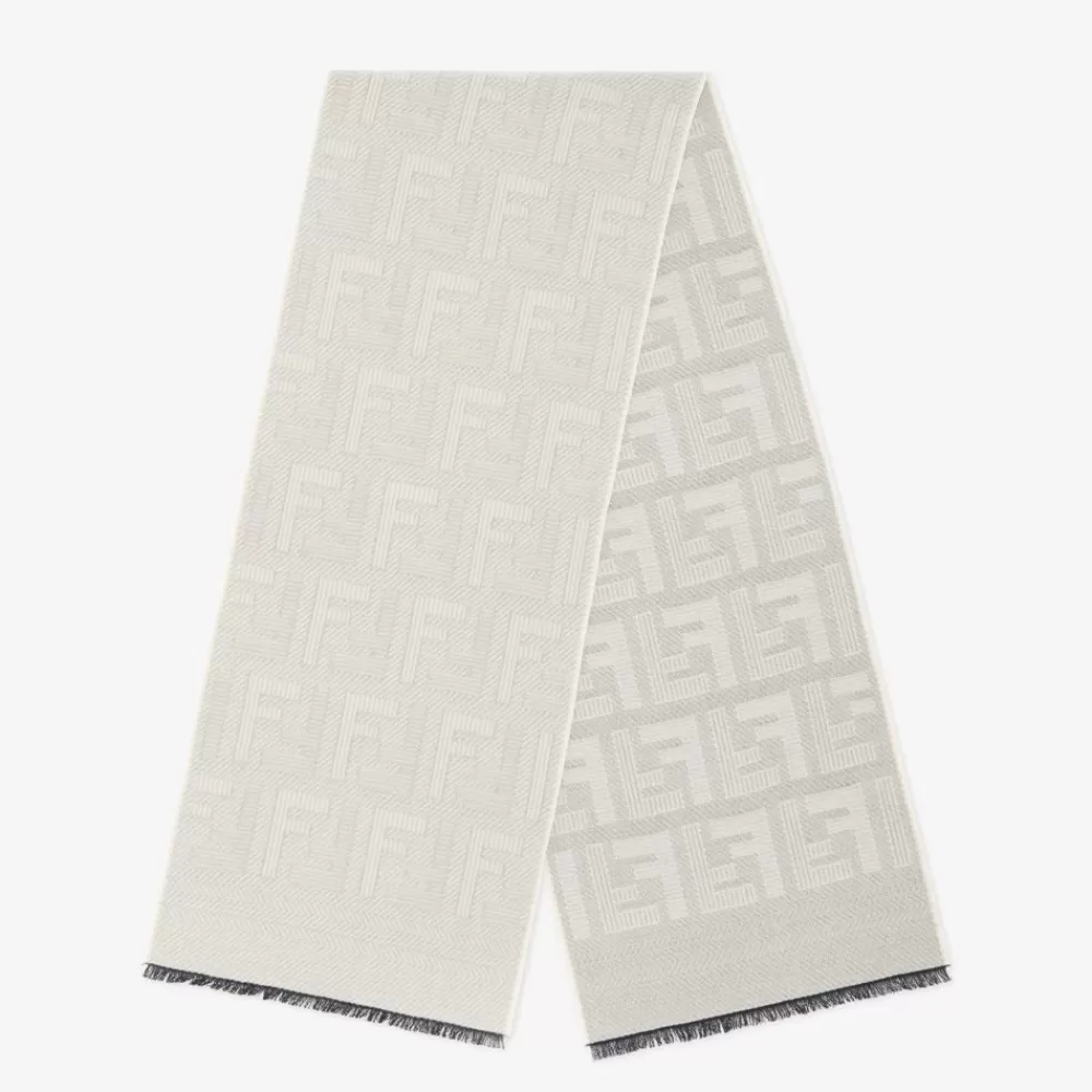 Sciarpe>Fendi Sciarpa In Lana E Seta Tortora