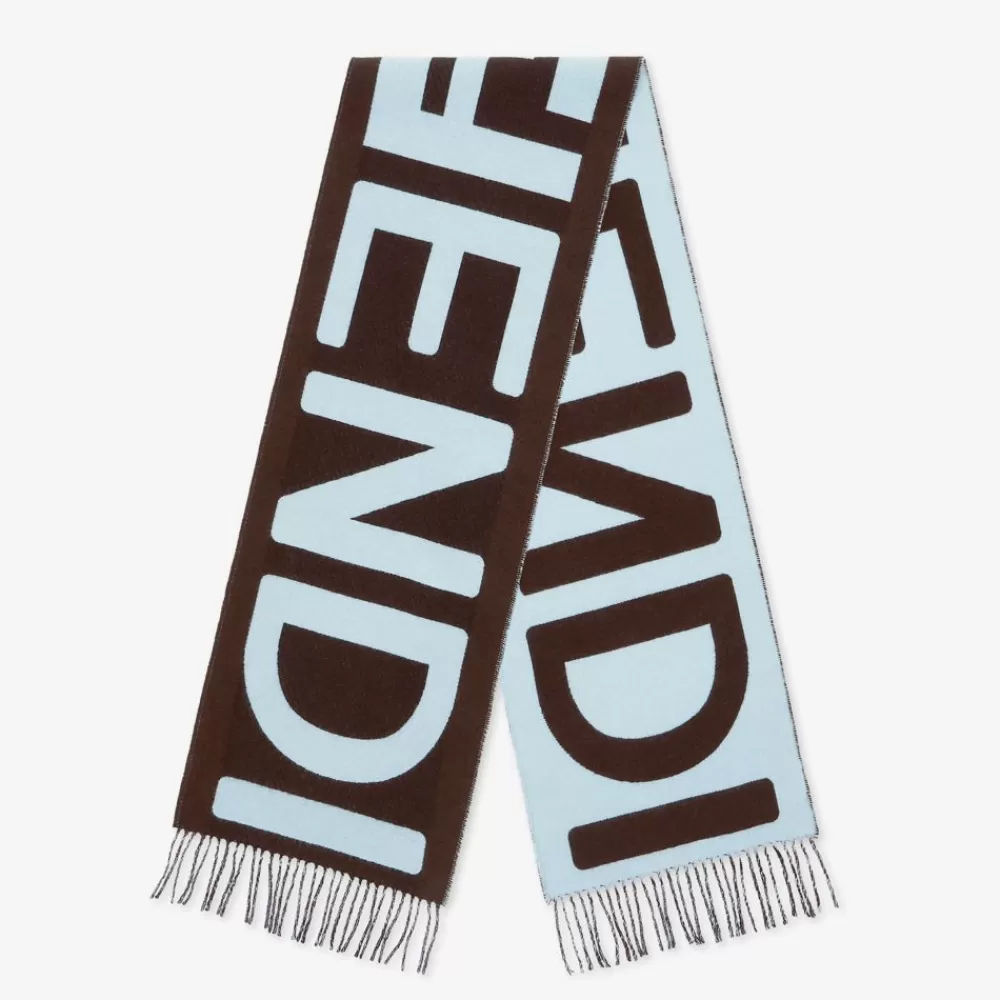 Sciarpe E Poncho>Fendi Sciarpa In Lana Marrone E Azzurro