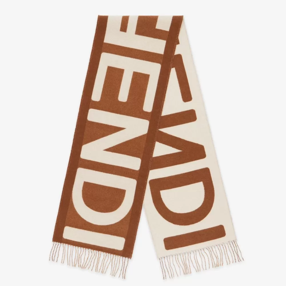 Sciarpe E Poncho>Fendi Sciarpa In Lana Marrone E Beige