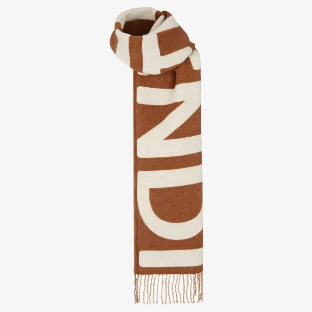 Sciarpe E Poncho>Fendi Sciarpa In Lana Marrone E Beige