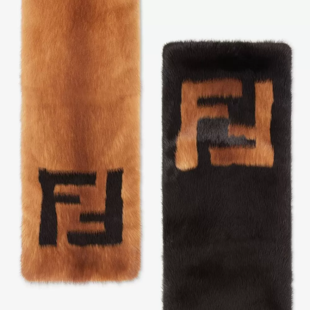 Sciarpe E Poncho>Fendi Sciarpa In Visone Color Block