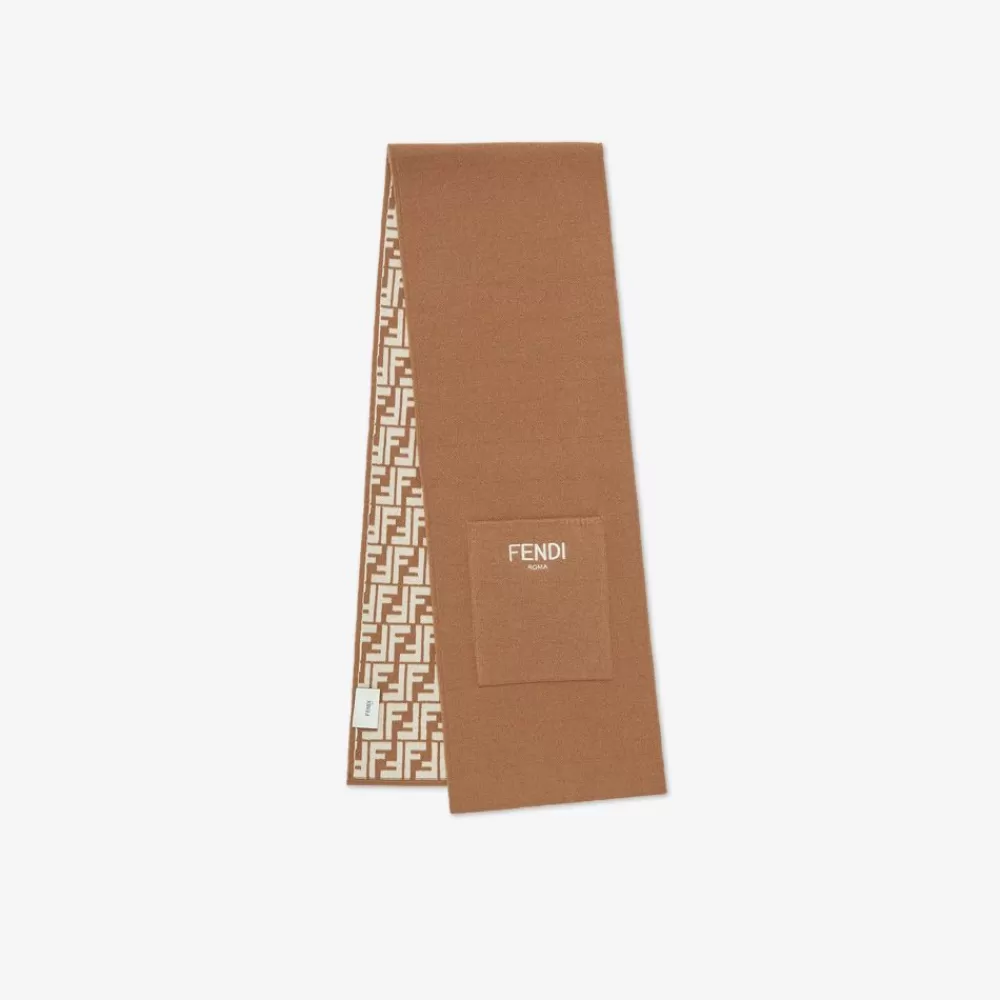 Accessori>Fendi Sciarpa Junior In Lana Reversibile Beige