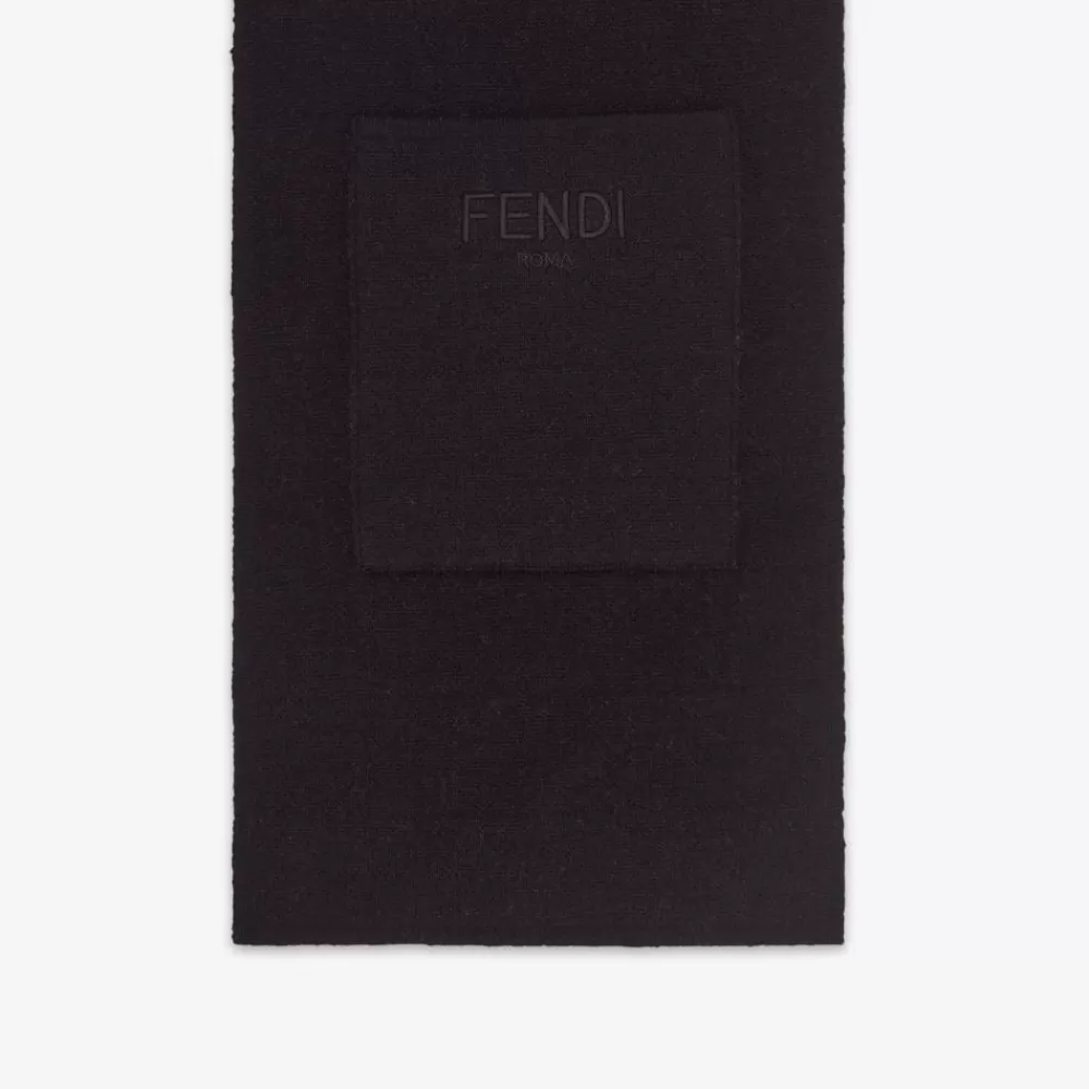 Accessori>Fendi Sciarpa Junior In Maglia Reversibile Nera E Tabacco