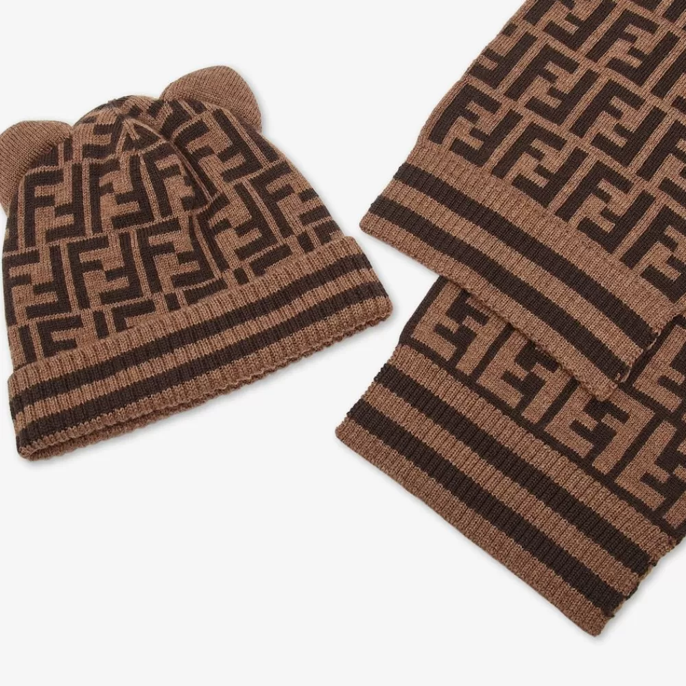 Bambina>Fendi Sei In Maglia Sciarpa E Cappello Con Logo