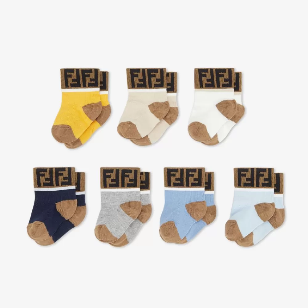 Passeggini E Accessori>Fendi Set Di Calzini Baby In Cotone Multicolor