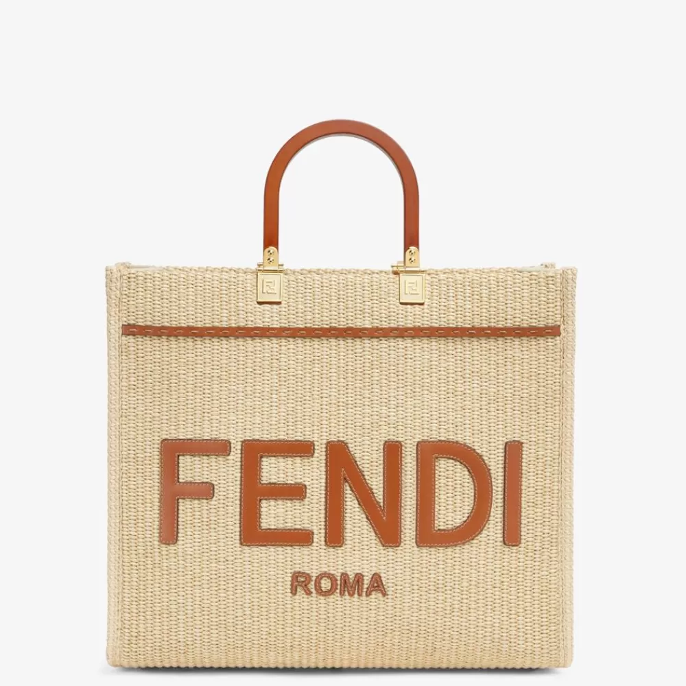 Borse Tote>Fendi Shopper In Paglia Naturale