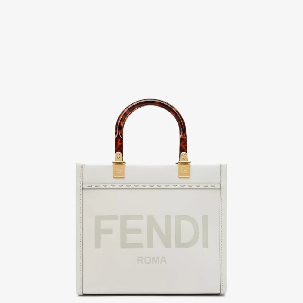Borse Tote>Fendi Shopper In Pelle Bianca