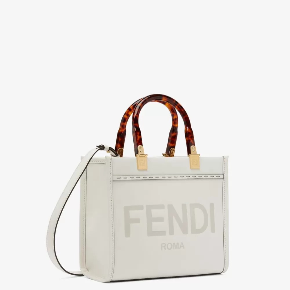 Borse Tote>Fendi Shopper In Pelle Bianca