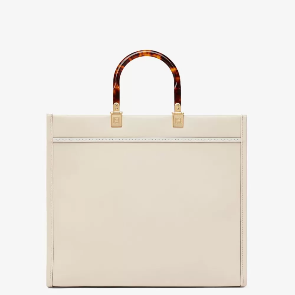 Borse Tote>Fendi Shopper In Pelle Camelia Con Ricamo Floreale