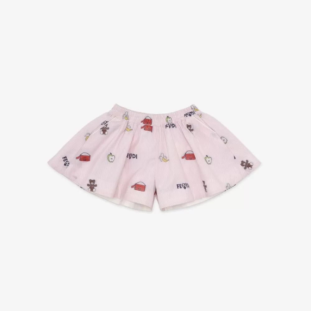 Bambina>Fendi Shorts Baby In Popeline Rosa E Multicolor