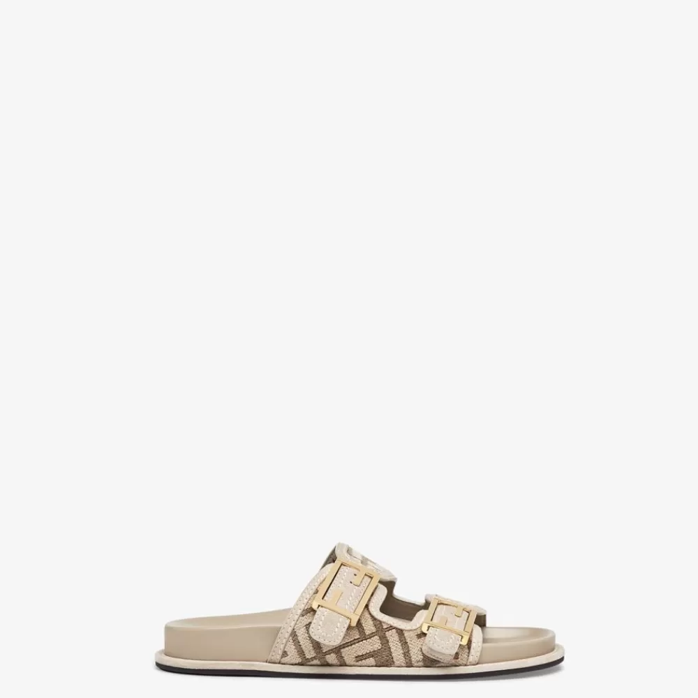 Slides E Sandali>Fendi Slide In Ciniglia Ff Tortora