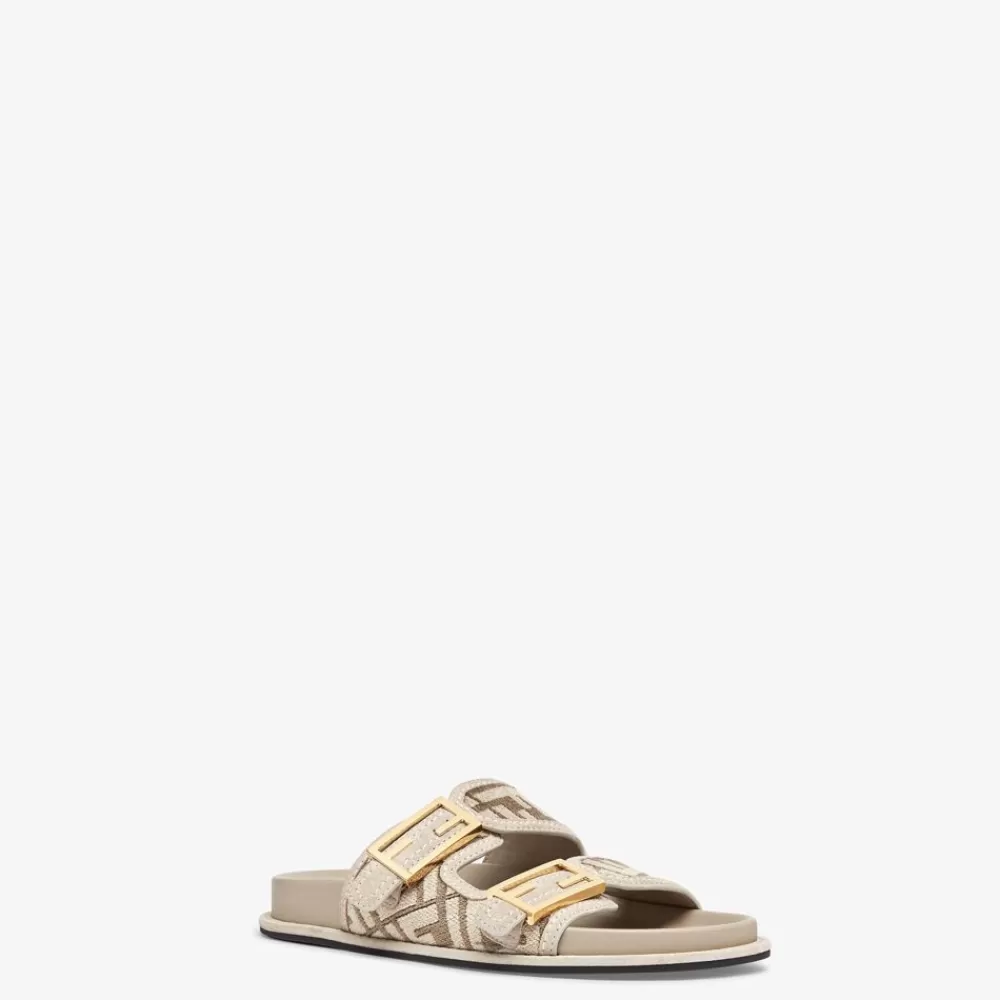 Slides E Sandali>Fendi Slide In Ciniglia Ff Tortora