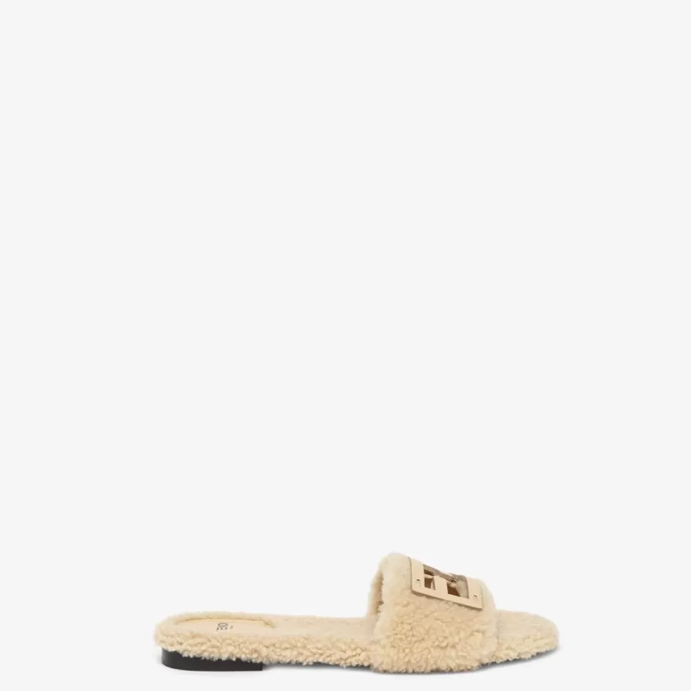 Slides E Sandali>Fendi Slide In Montone Beige