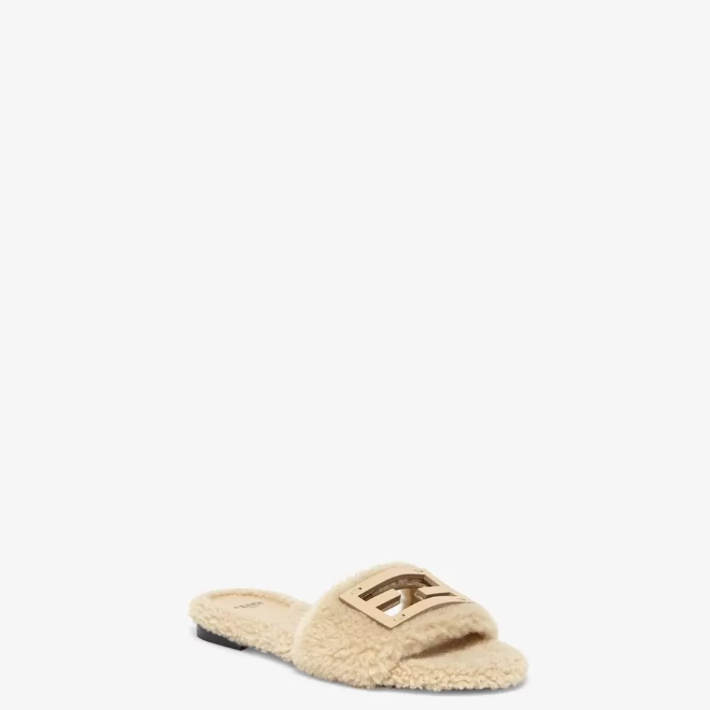 Slides E Sandali>Fendi Slide In Montone Beige