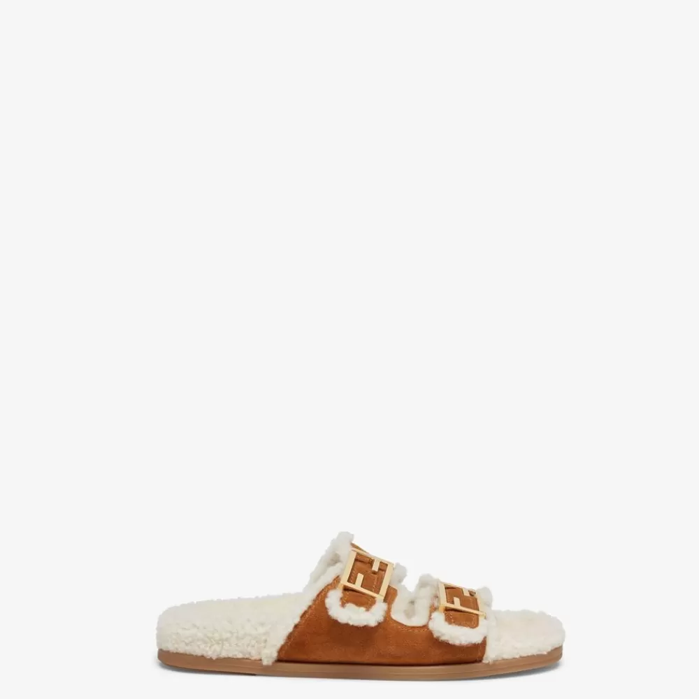 Slides E Sandali>Fendi Slide In Montone Bianco