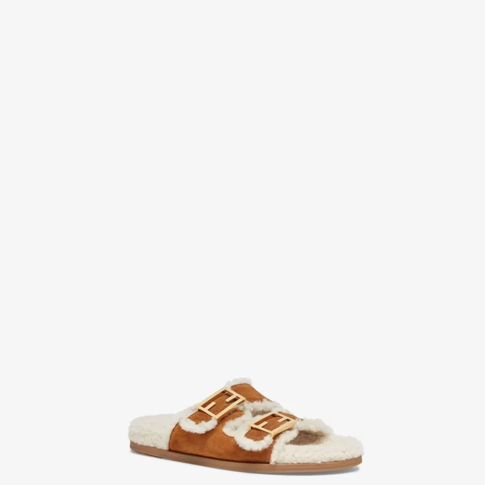 Slides E Sandali>Fendi Slide In Montone Bianco