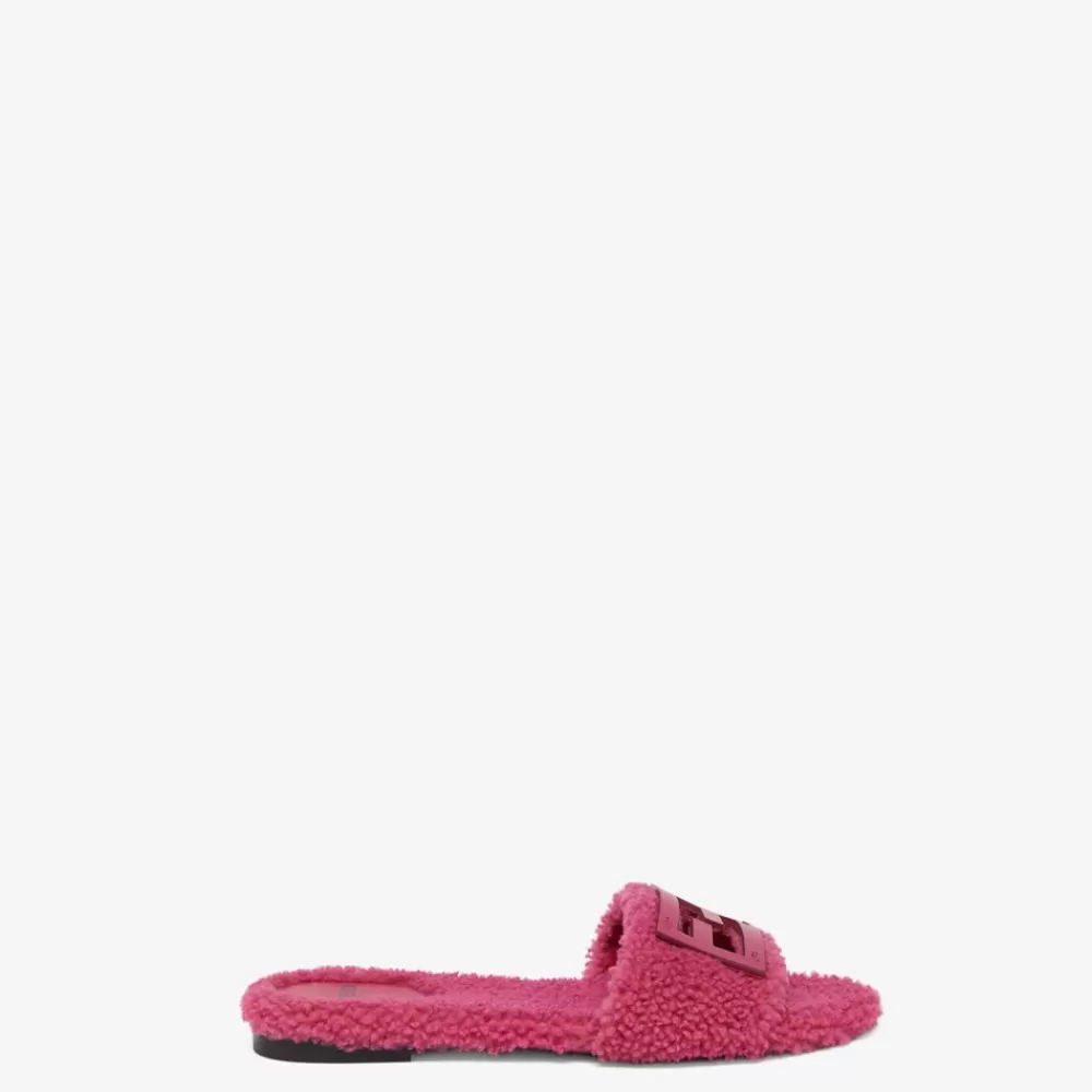 Slides E Sandali>Fendi Slide In Montone Rosa