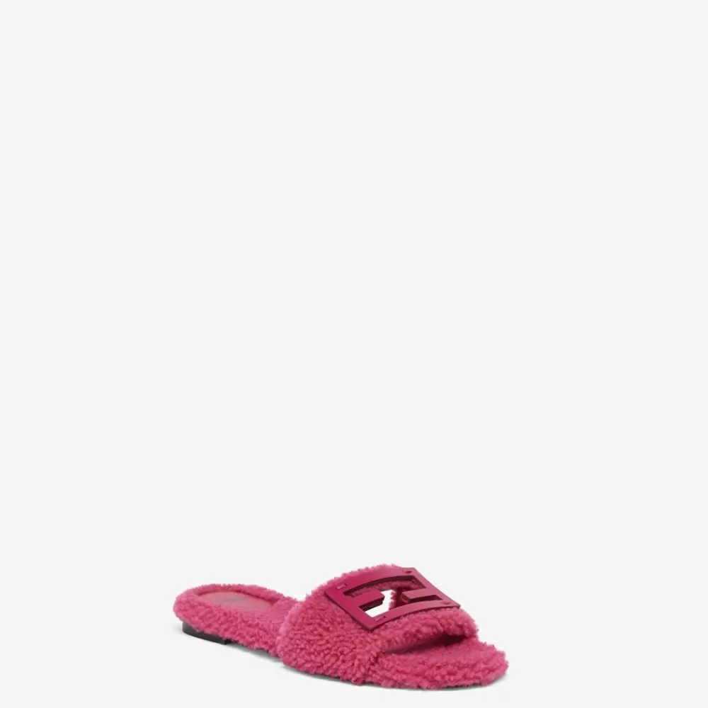 Slides E Sandali>Fendi Slide In Montone Rosa