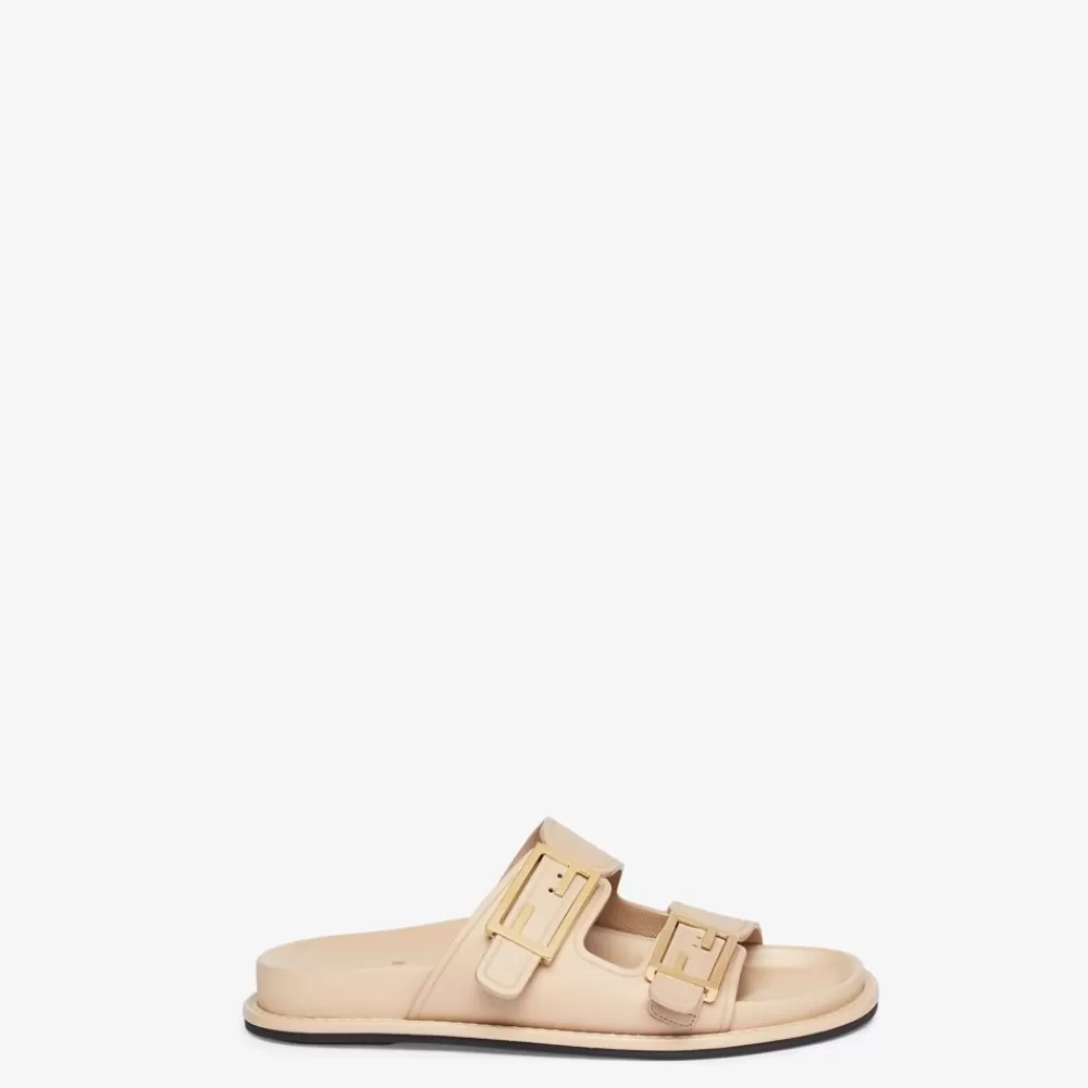Slides E Sandali>Fendi Slide In Pelle Beige