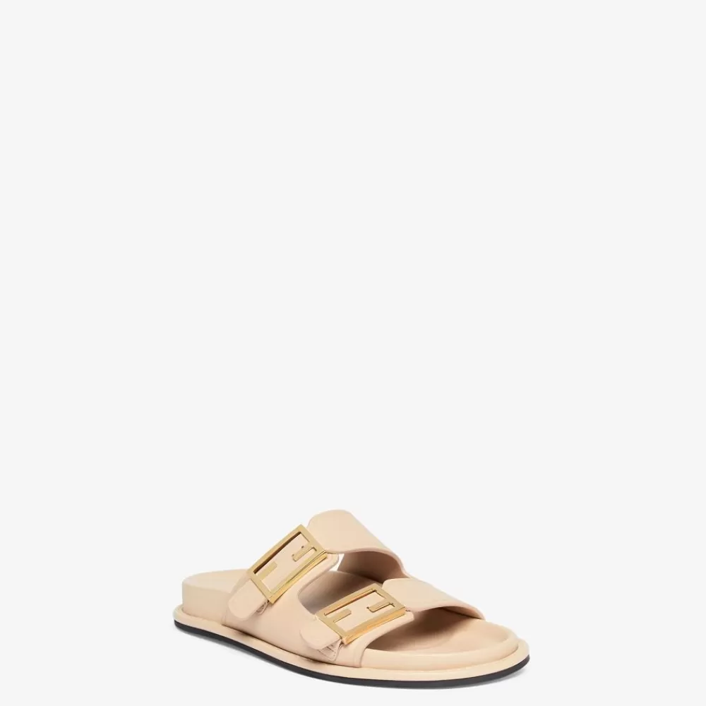 Slides E Sandali>Fendi Slide In Pelle Beige