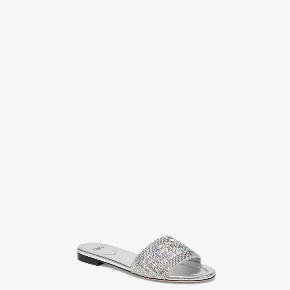 Slides E Sandali>Fendi Slide In Pelle Color Argento