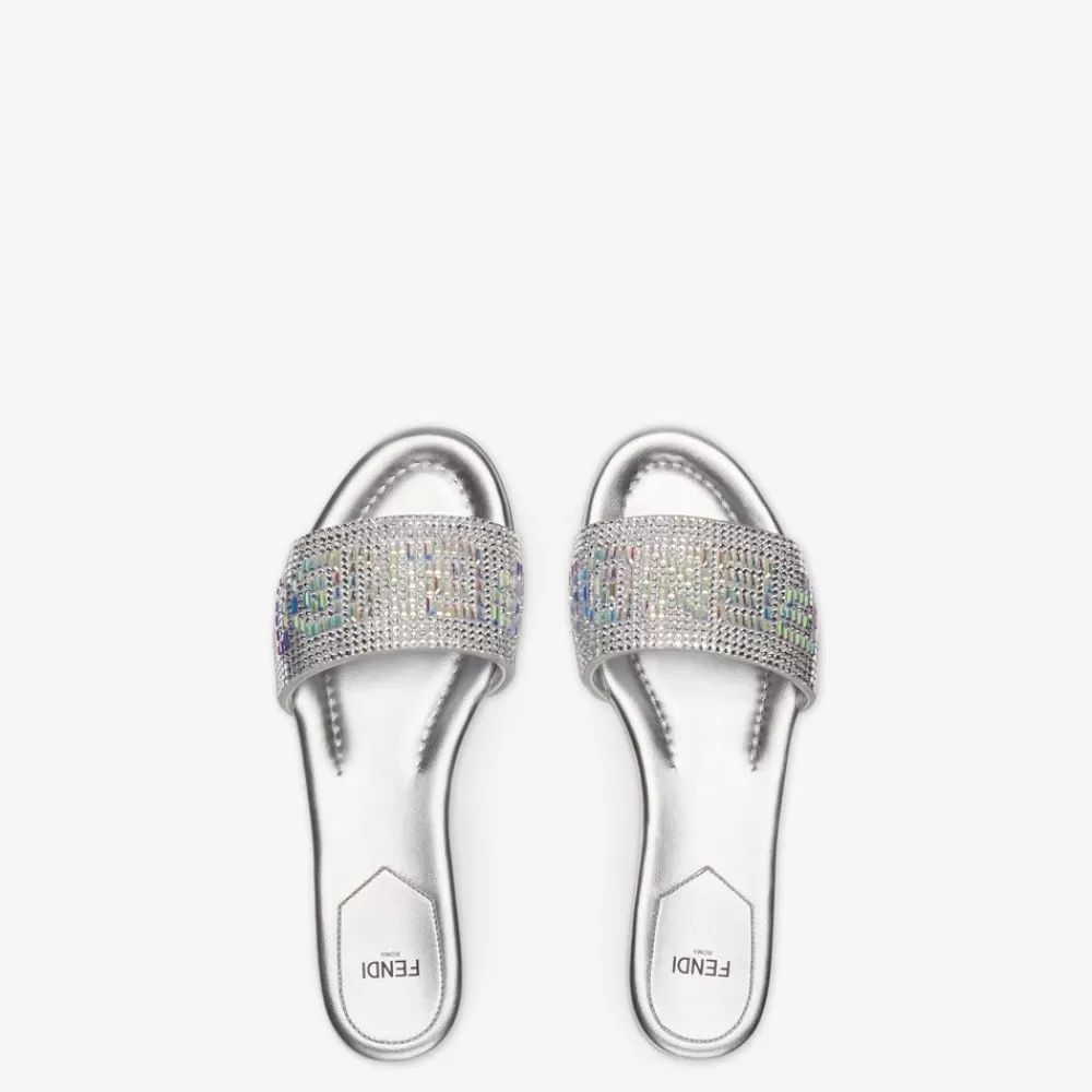 Slides E Sandali>Fendi Slide In Pelle Color Argento